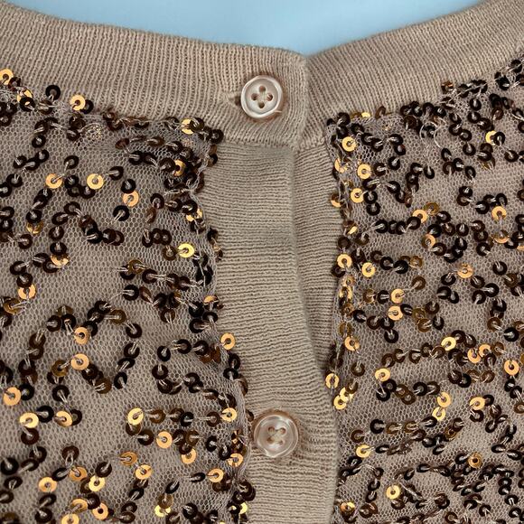 American Eagle Womens Rose Gold Sequin Cardigan Sweater Button Front Size Medium - Picture 13 of 16